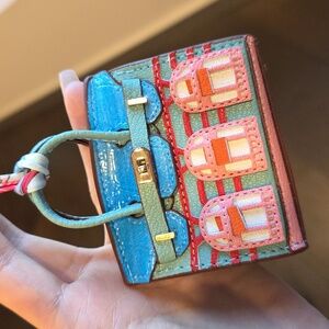 Mini Birkin Bag Charm - Pink/Blue